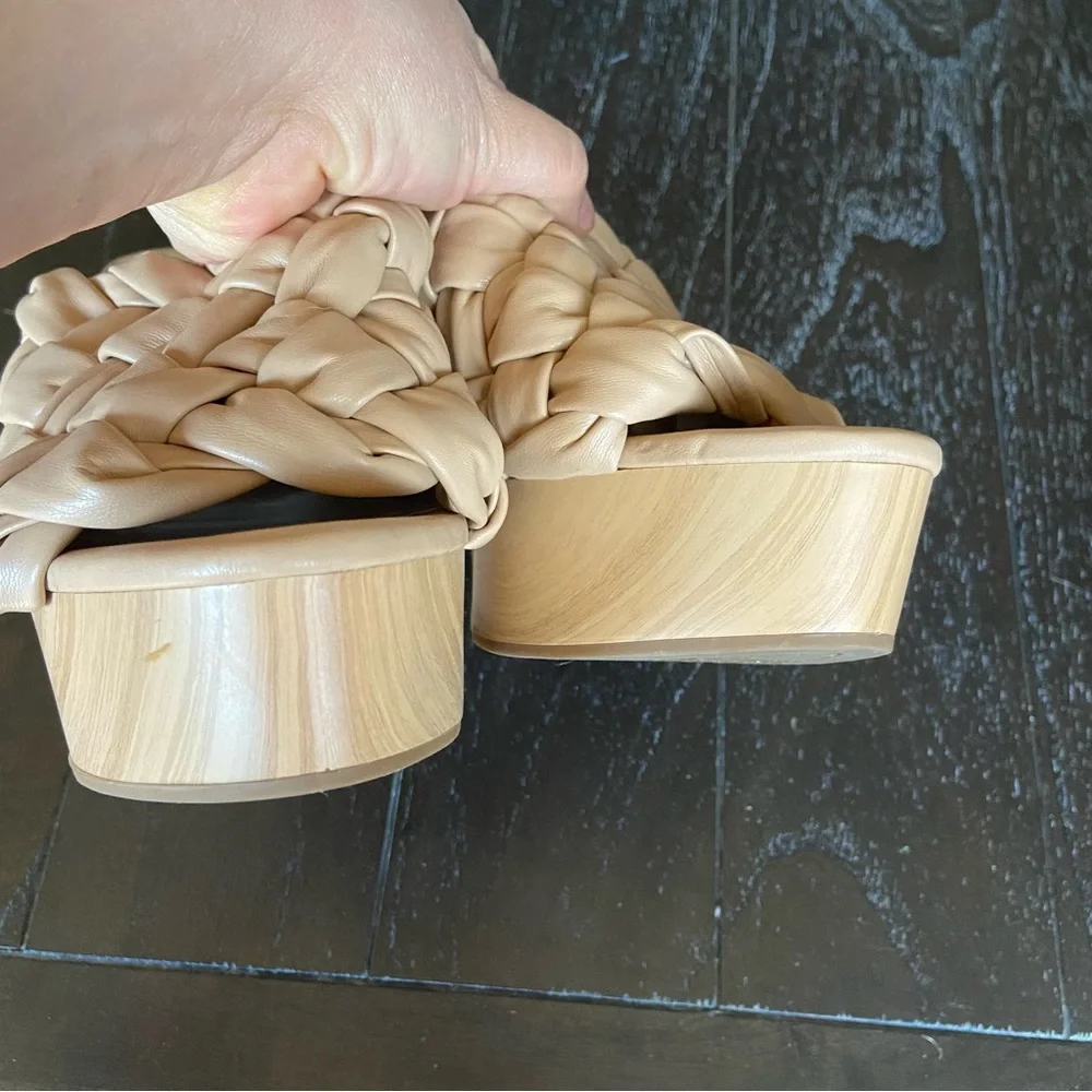 Jessica Simpson Supira Platform Sandal Braided Faux Wood Sandal‎ Mules Nude 9.5M